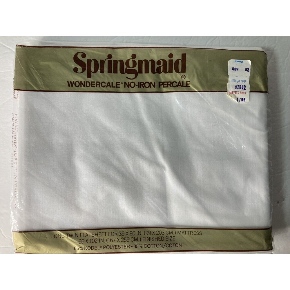 Springmaid Womdercale Percale Long Twin Fitted White Vintage NIP